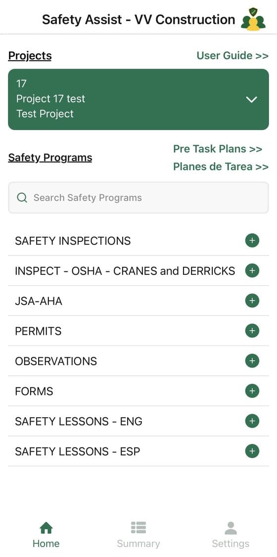 Safety Assist mobile app — project safety programs
